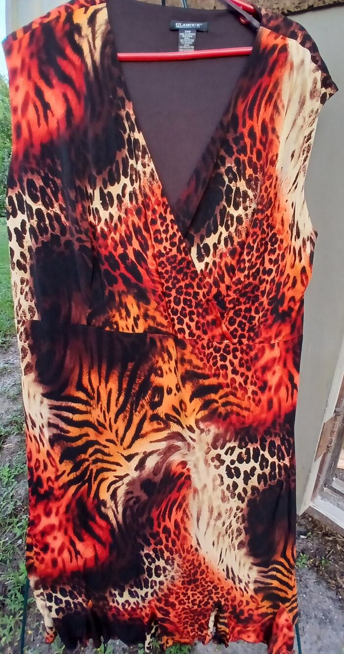 Glamour Red Black Animal Print Sleeveless Dress 20W Sexy Stretch Knit Curvy